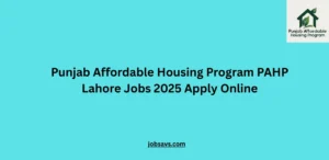 Punjab Affordable Housing Program PAHP Lahore Jobs 2025 Apply Online
